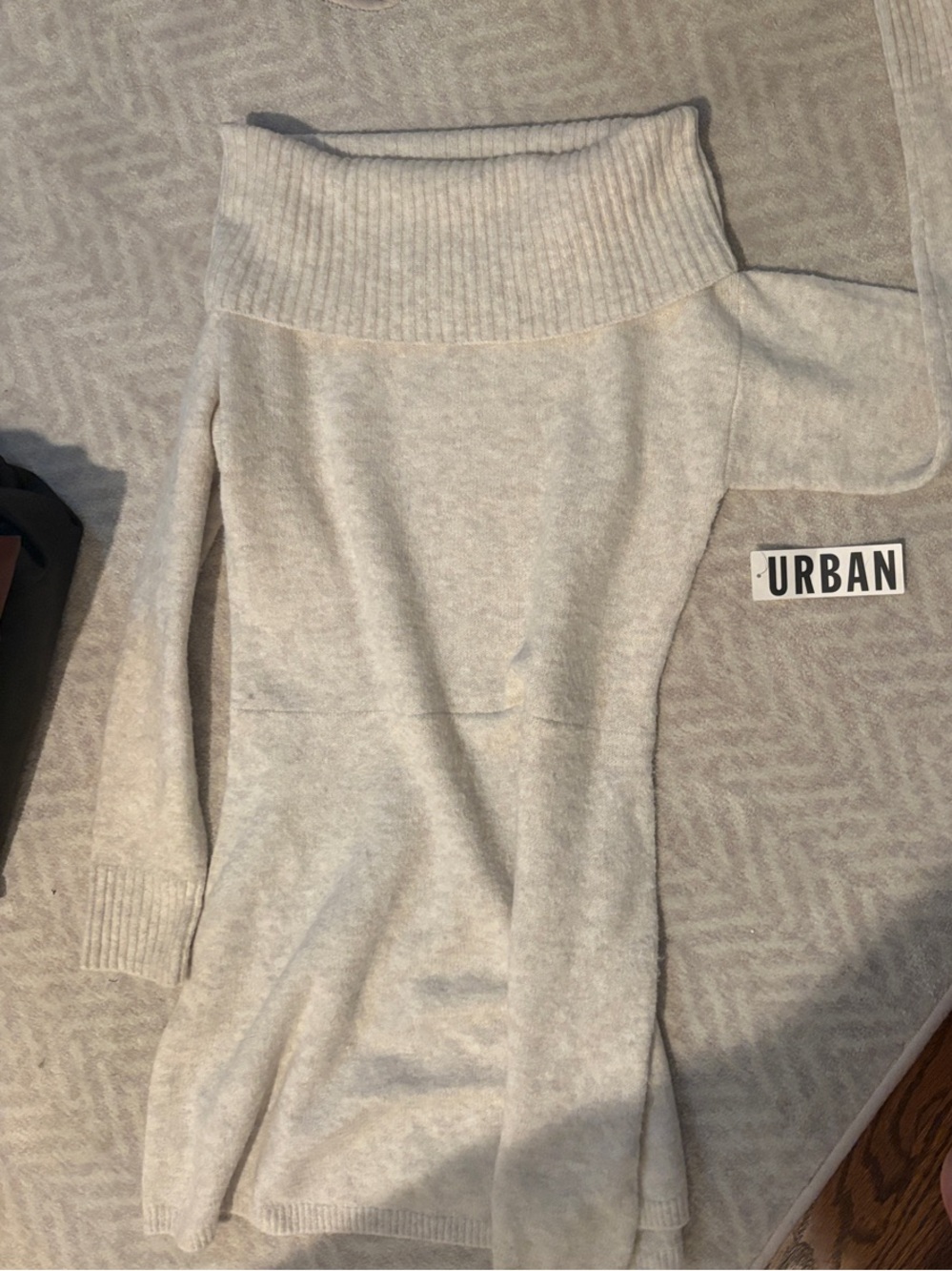Urban Outfitters Light Cream Off-Shoulder Knit Sweater dress